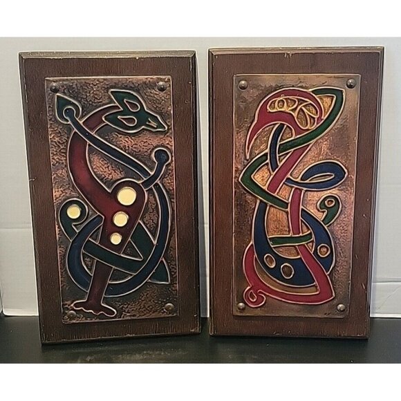 Irish Celtic Art Book Of Kells Eddie O'Neill Enamel Copper Mural Plaques